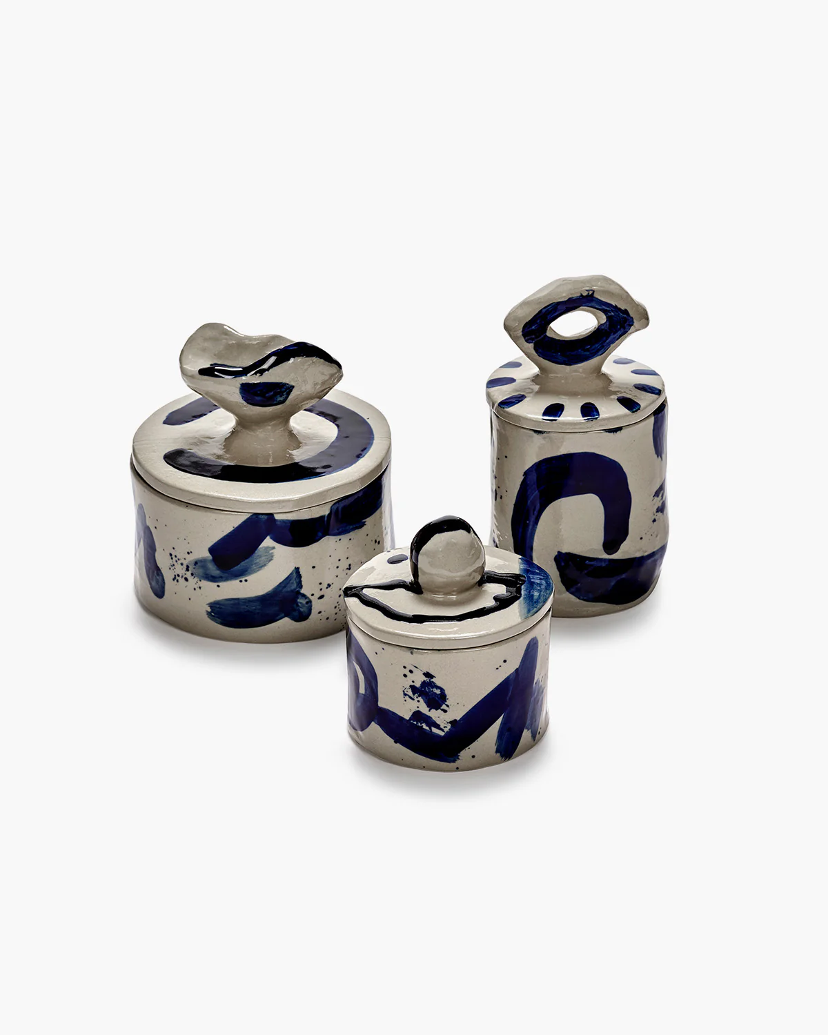Lidded ceramic pot 03 beige - blue Sophia - Image 7